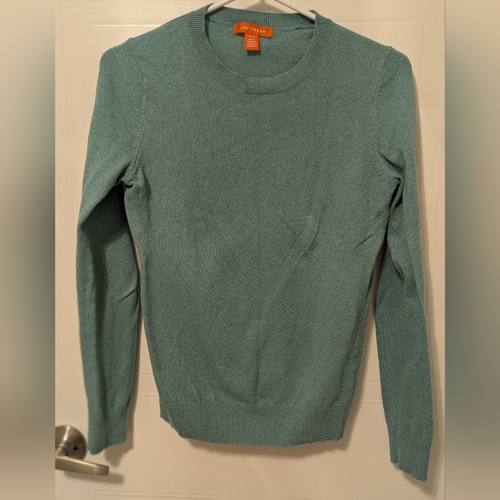Crew Neck Sweater, Turquoise, Size S